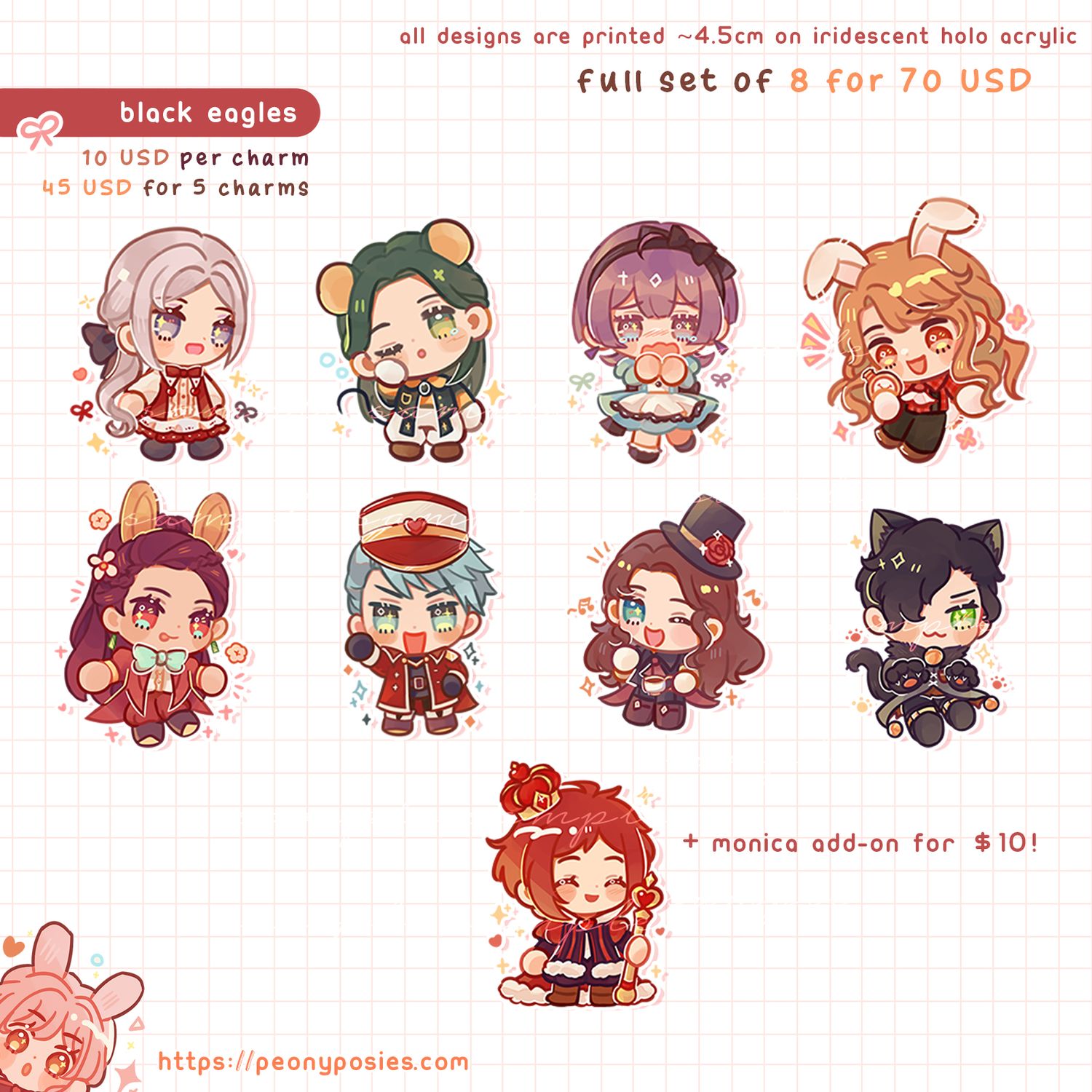 [ PO: CLOSED ] Black Eagles in Wonderland Charm Set