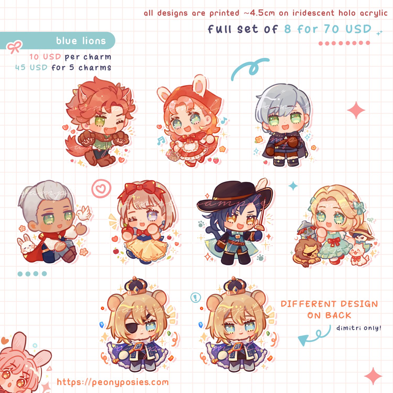 [ PO: CLOSED ] Blue Lions Fairytale Charm Set