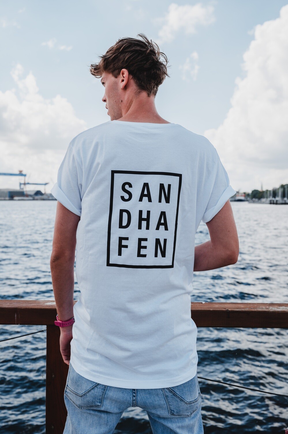SANDHAFEN T-Shirt long (weiß+schwarz)