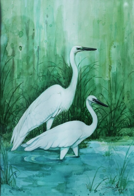 Two Egrets 双白鹭