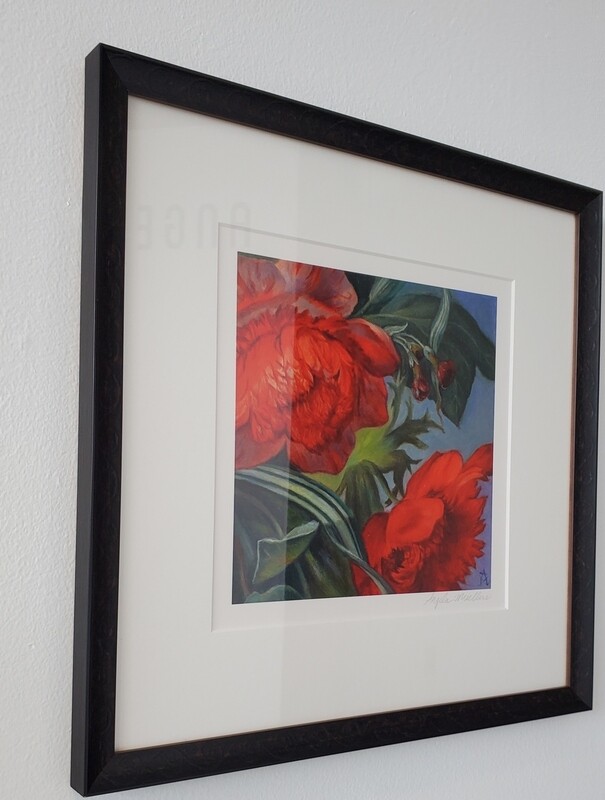 Baroque Inspired Two Red Peonies - archival print