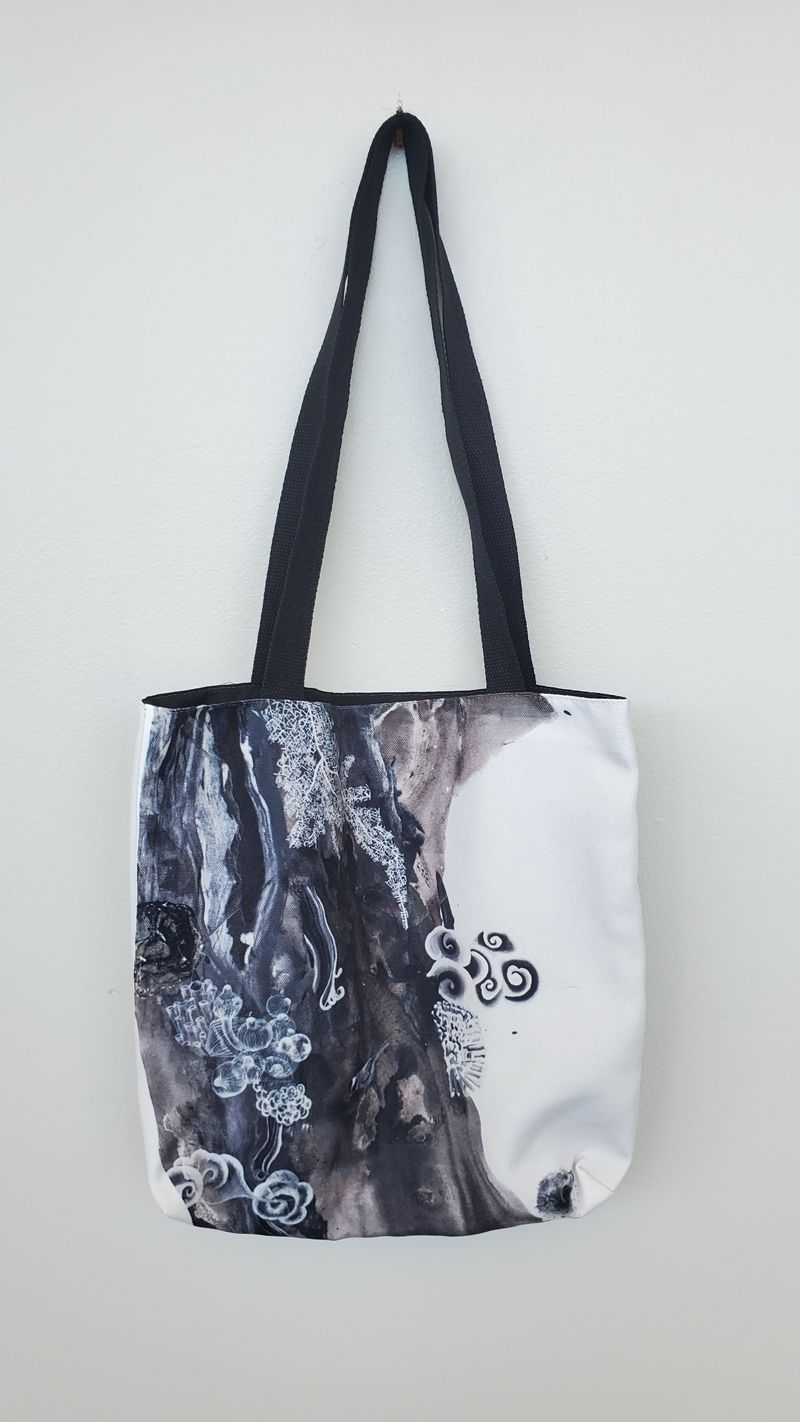 Canvas Tote Bag - Bleached - Black