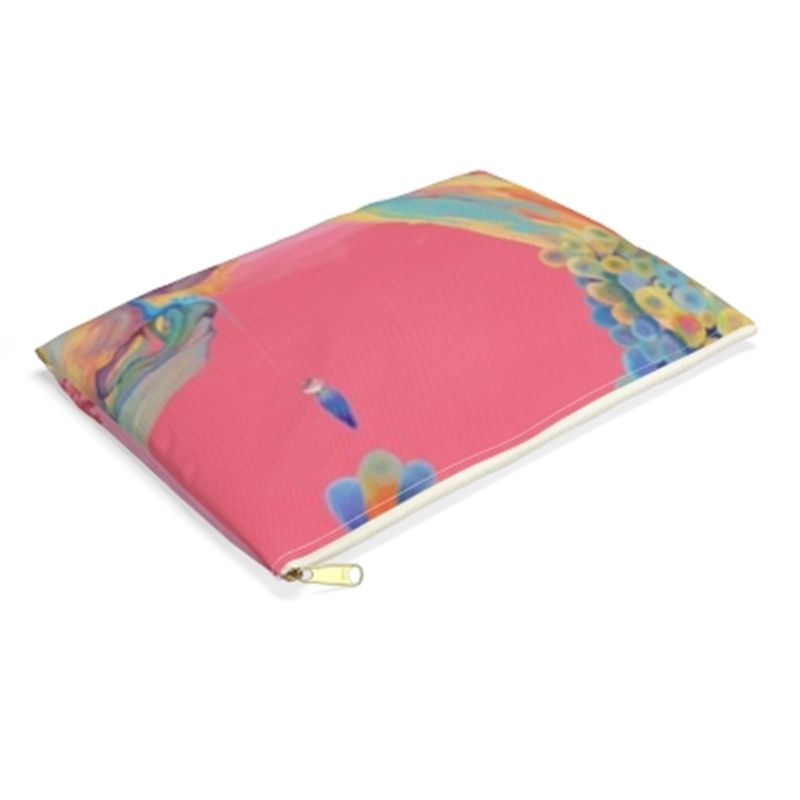 Accessory Pouch - Rainbow Bridge - large- white zipper