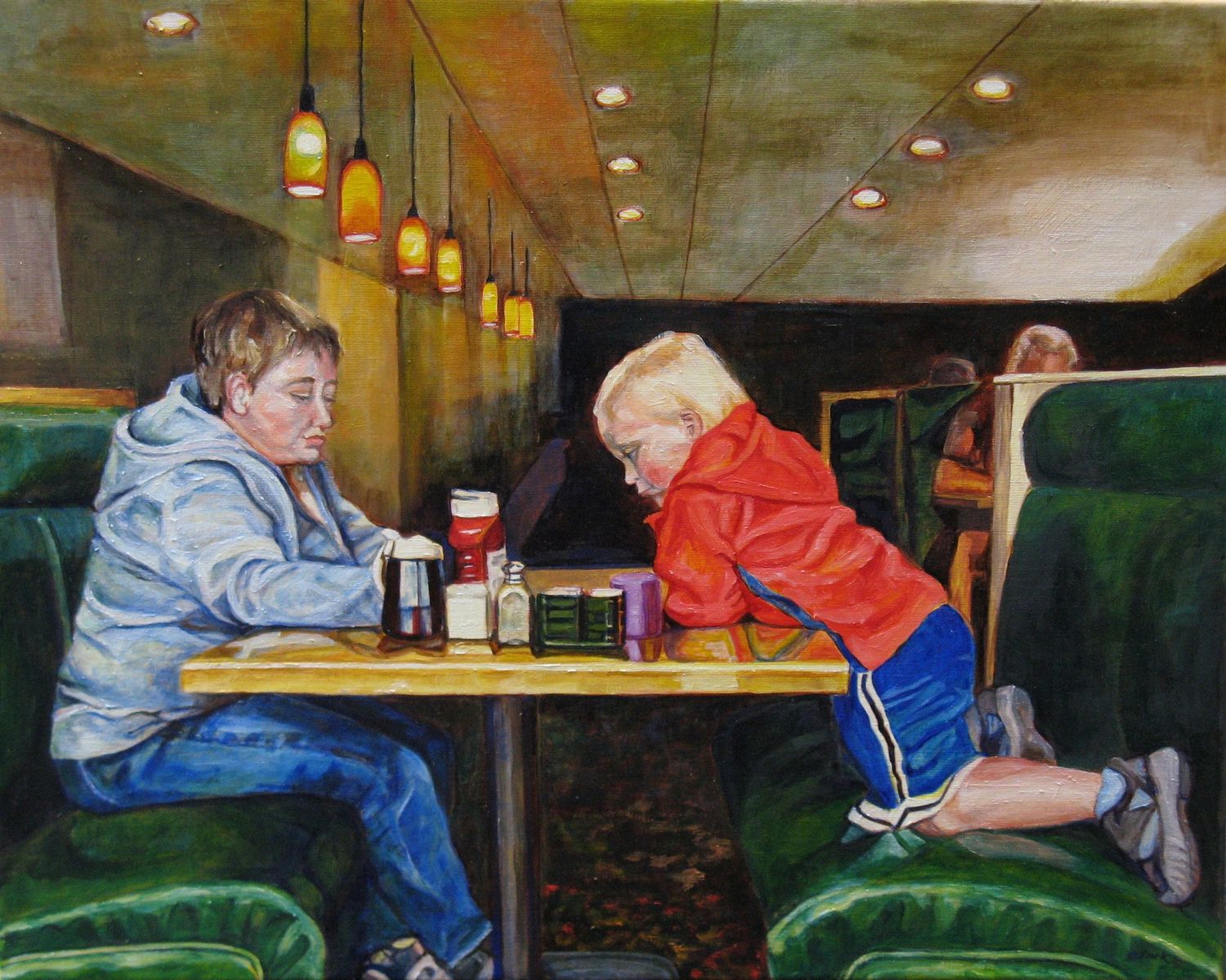 Mary and Her Son at the Pig ’n Pancake 玛丽和她的儿子在 Pig’n Pancake 餐厅