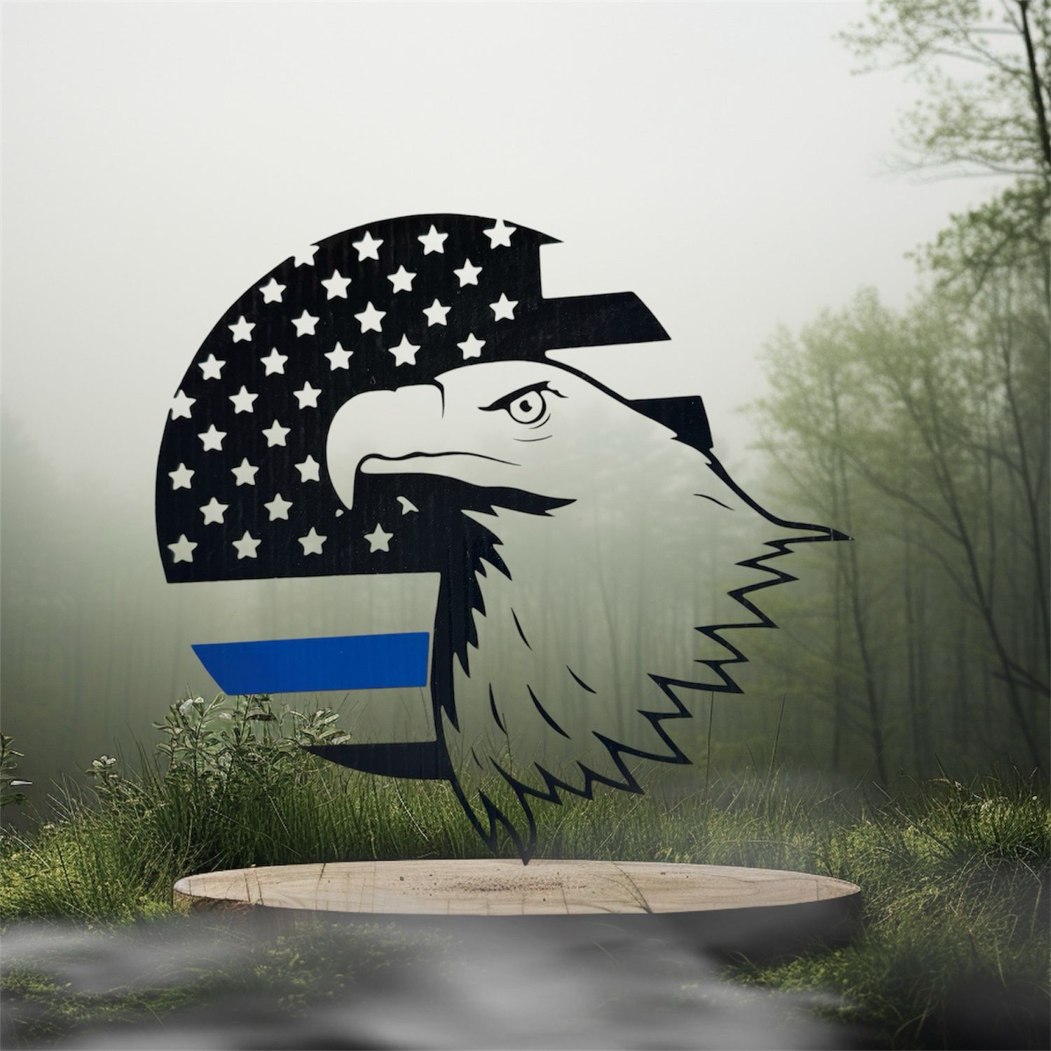 Blue Line Eagle Flag Decal
