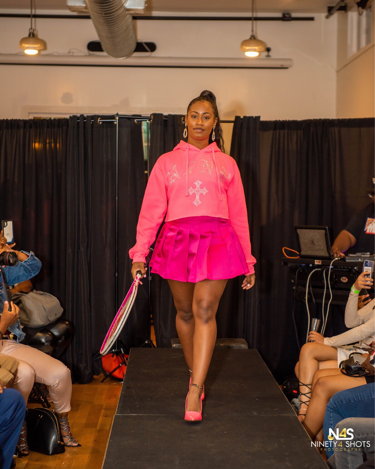 No Fear No Regrets X JS Designs Hot Pink Pleated Skirt. PREORDER