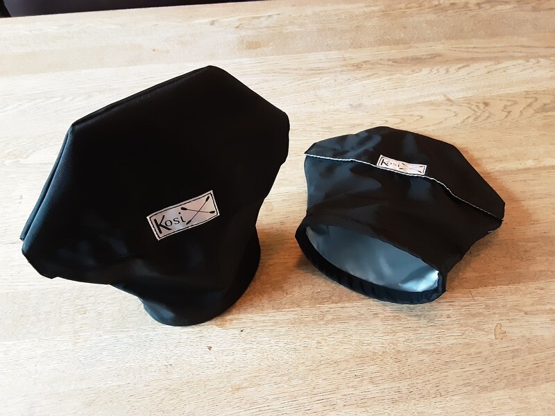 Kosi Pogies : Short Marathon with a stiffened cuff for double bladed paddle in one colour choice.
