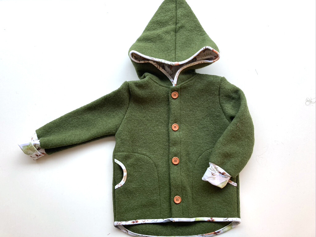 Walkjacke moosgrün Waldtiere Walkjacke moosgrün Waldtiere