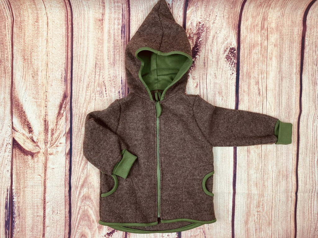 Walkjacke braun meliert moosgrün Walkjacke braun meliert moosgrün