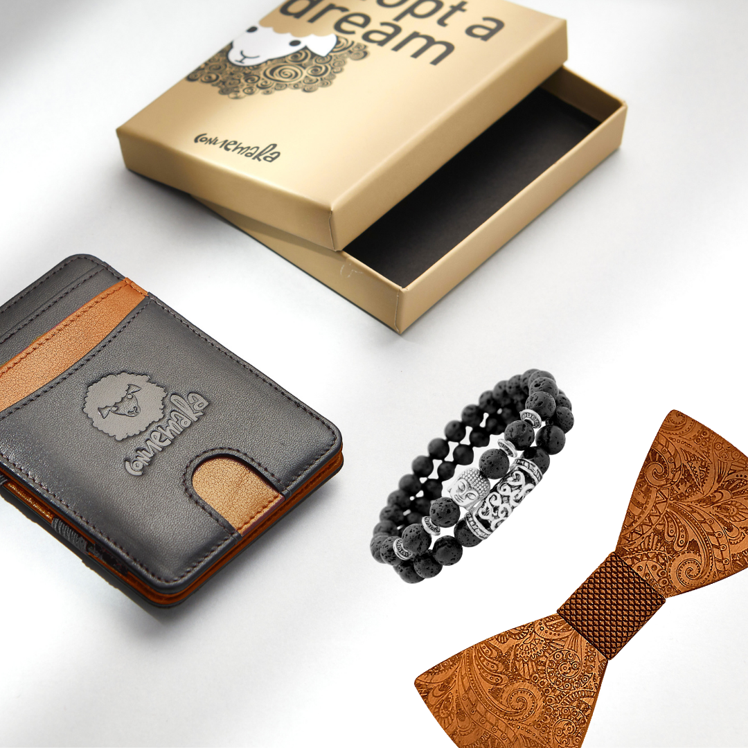Promo SUPER ESTATE: Portafoglio + Bracciale in pietra lavica + Wooden Papillon