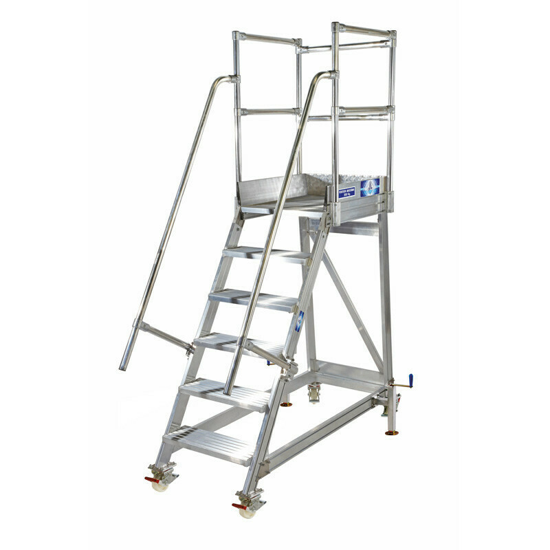 Scala alluminio a castello CARGO 7 gradini compreso pedana   STP