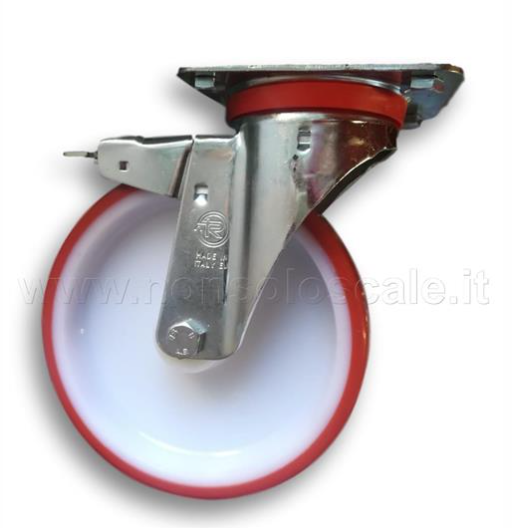 Ruota in Poliuretano (nucleo) e Poliammide diametro mm 200 con Freno   IPPIS