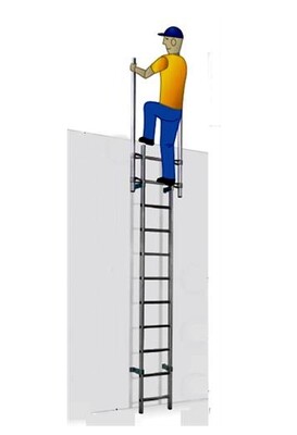 Scala in alluminio verticale m. 3,00 - 10 gradini + maniglioni di sbarco   FACAL