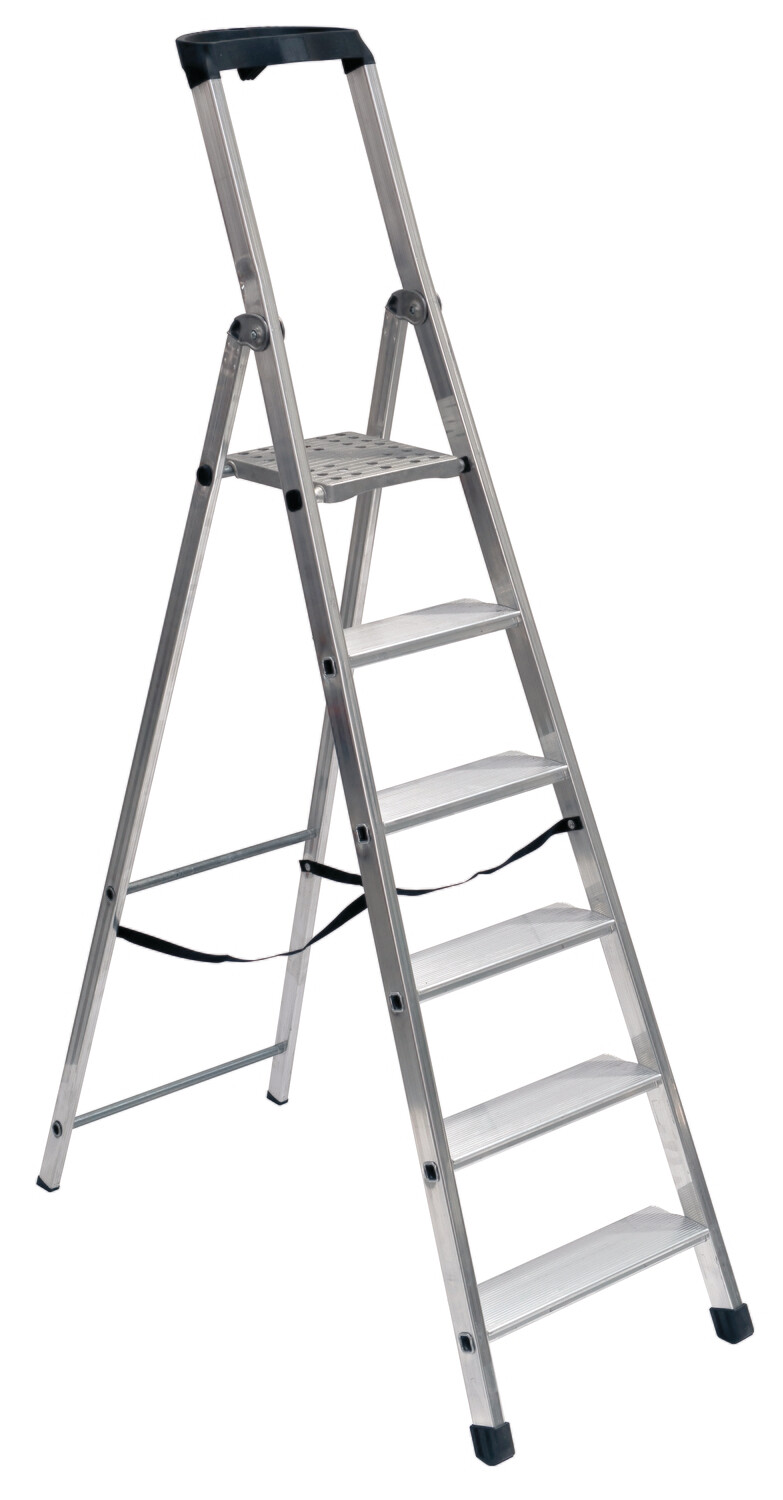 SCALA ALLUMINIO PIU&#39; SU&#39; MAXI 6 GRADINI COMPRESA PEDANA   FACAL