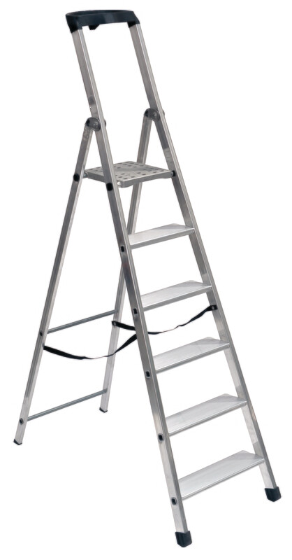 SCALA ALLUMINIO PIU&#39; SU&#39; MAXI 6 GRADINI COMPRESA PEDANA   FACAL