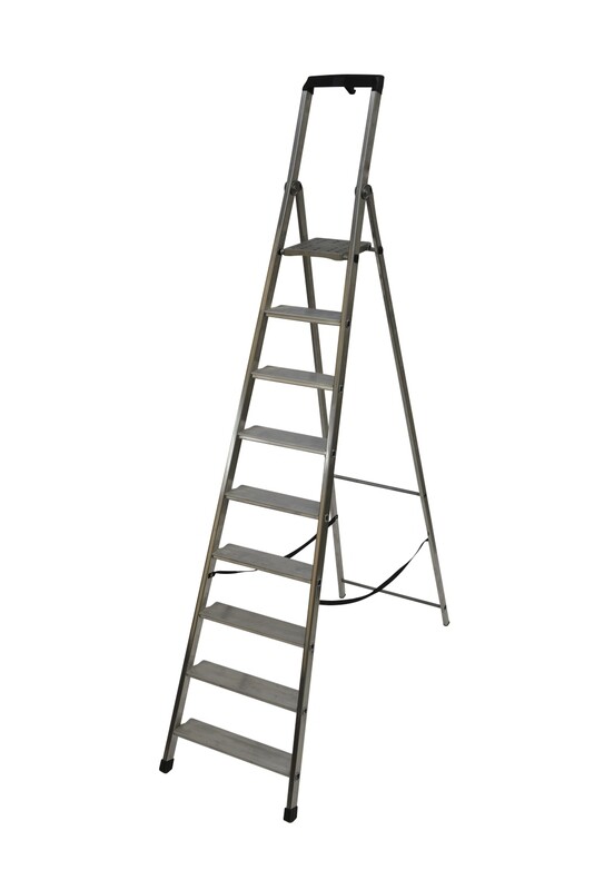 SCALA ALLUMINIO PIU&#39; SU&#39; MAXI 9 GRADINI COMPRESA PEDANA   FACAL