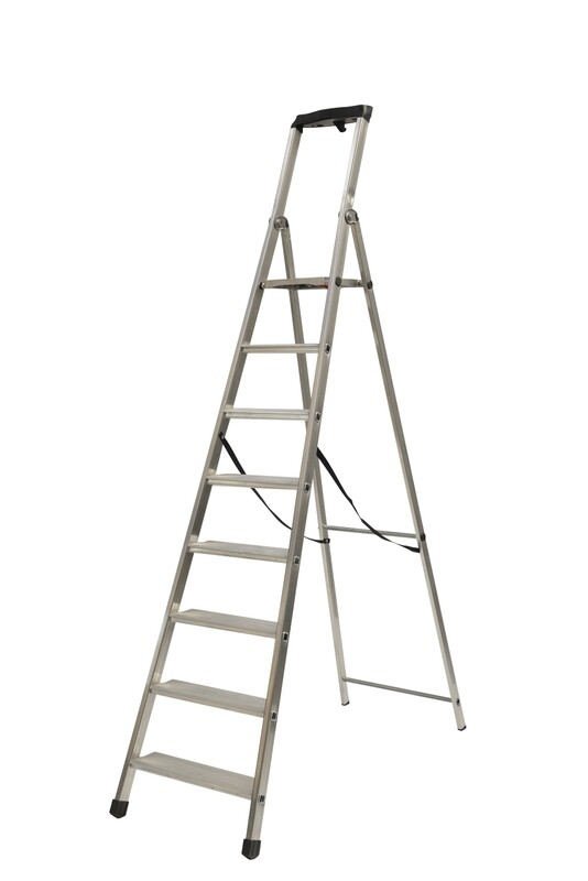 SCALA ALLUMINIO PIU&#39; SU&#39; MAXI 8 GRADINI COMPRESA PEDANA   FACAL