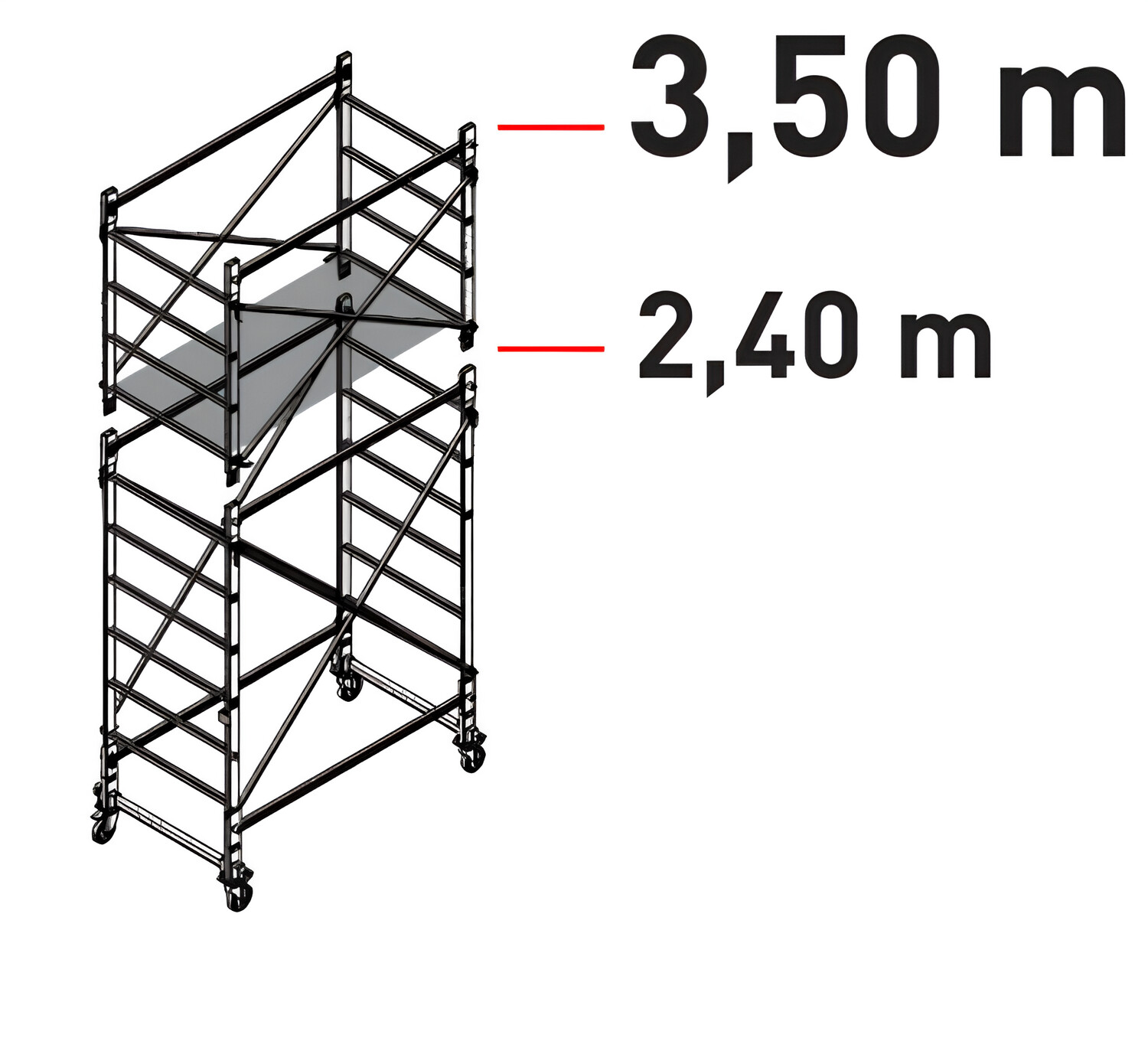Trabattello in alluminio DOGE 65  mt  3,50   a norma europea EN1004  FACAL