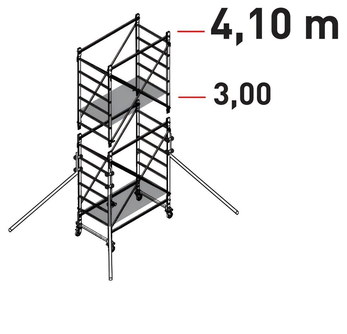 Trabattello in alluminio DOGE 65  mt  4,10  a norma europea EN1004 FACAL