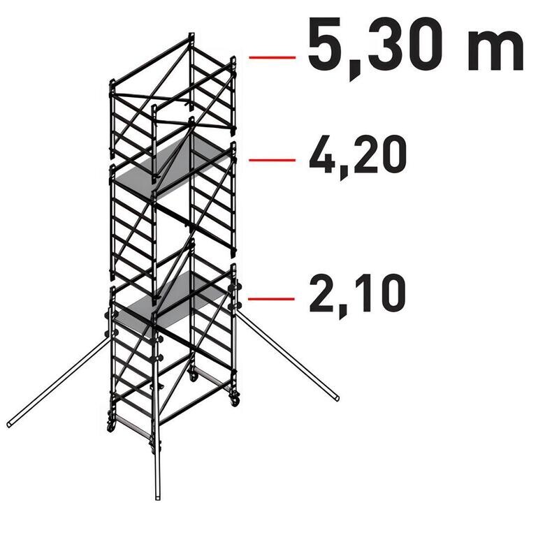 Trabattello in alluminio DOGE 65  mt  5,30 a norma europea EN1004  FACAL