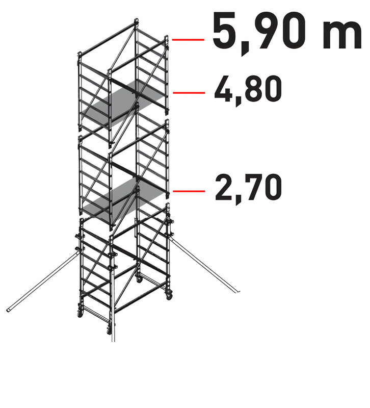 Trabattello in alluminio DOGE 65  mt  5,90 a norma europea EN1004 FACAL