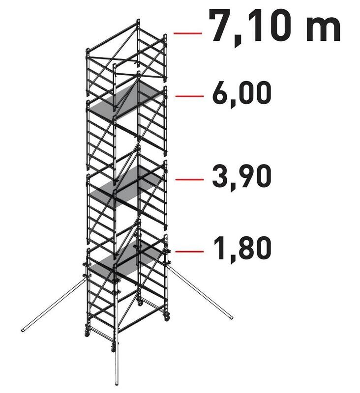 Trabattello in alluminio DOGE 65   mt  7,10 a norma europea EN1004 FACAL