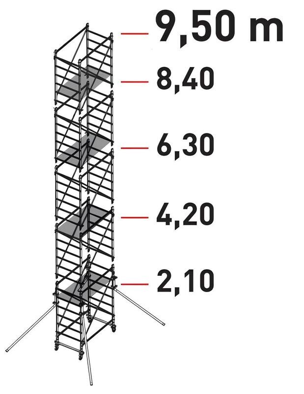 Trabattello in alluminio DOGE 65   mt  9,50 a norma europea EN1004 FACAL