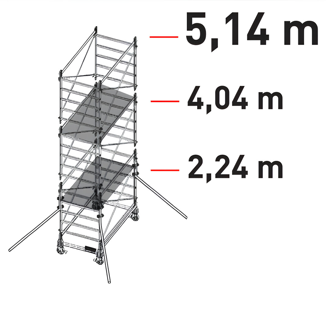 Trabattello in alluminio DOGE 80  a norma europea EN1004 H struttura mt. 5,14   FACAL