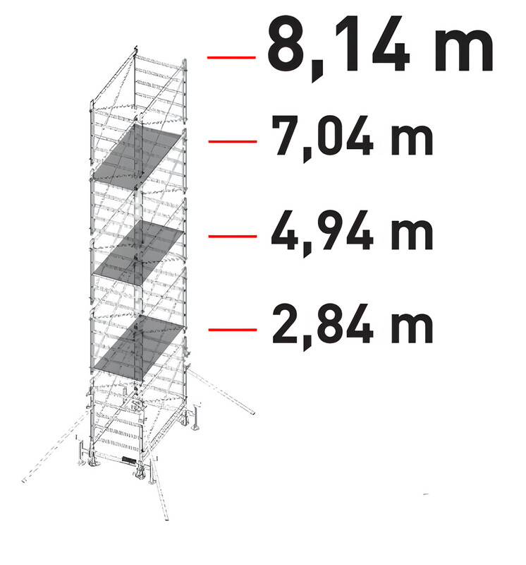 Trabattello in alluminio DOGE 80 a norma europea EN1004 H struttura mt. 8,14   FACAL
