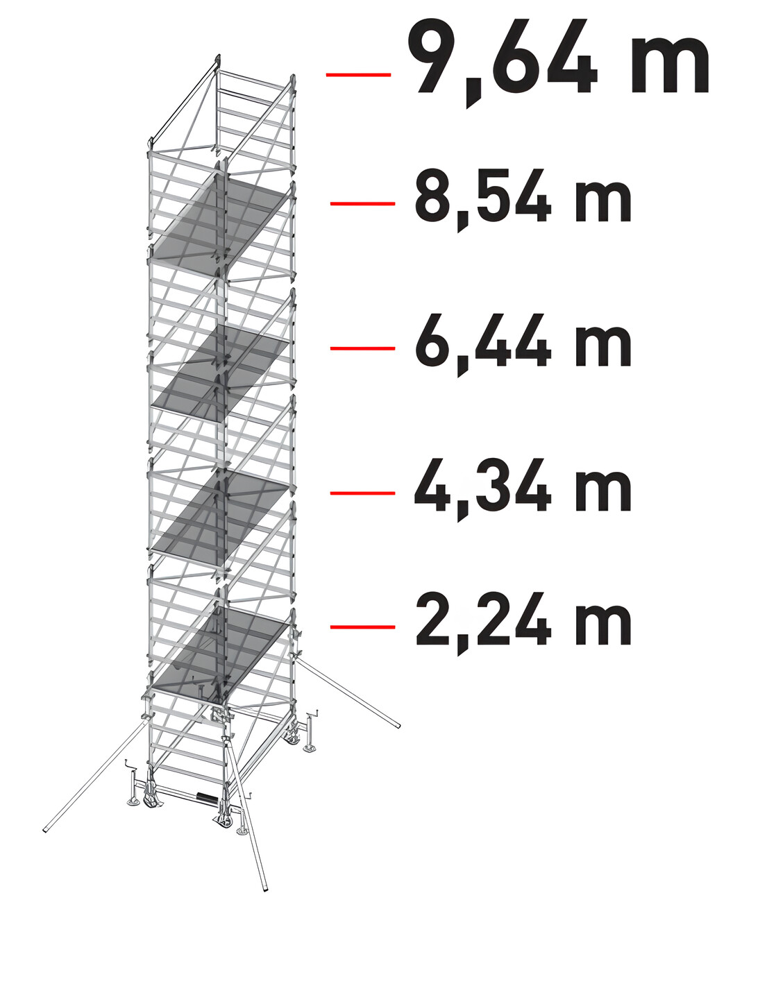 Trabattello in alluminio DOGE 80  a norma europea EN1004 H struttura mt. 9,64   FACAL