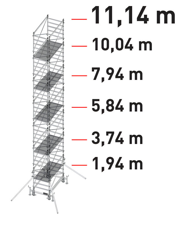 Trabattello in alluminio DOGE 80 a norma europea EN1004 H struttura mt. 11,14   FACAL