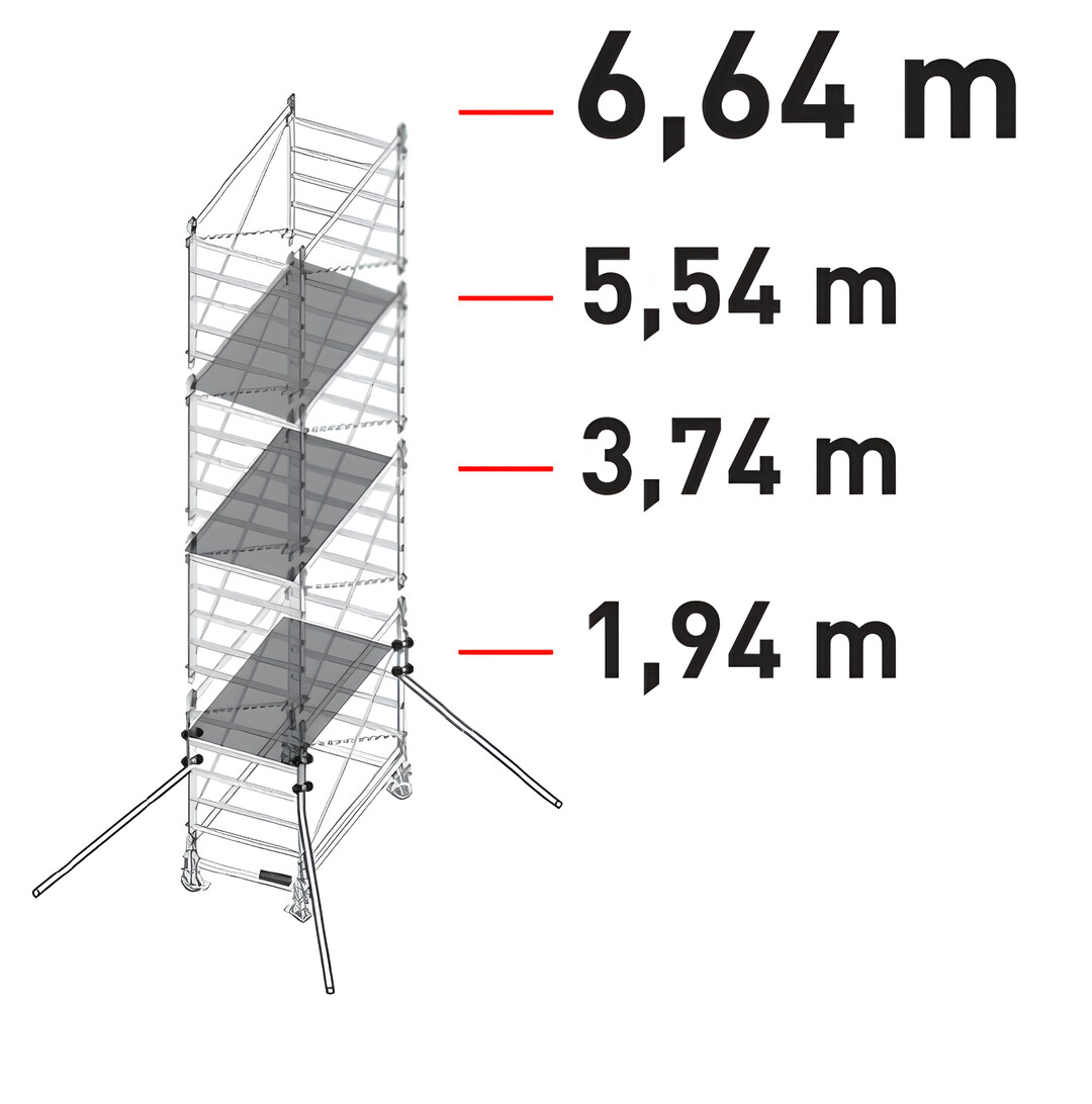 Trabattello in alluminio DOGE 80 a norma europea EN1004  H struttura mt. 6,64   FACAL