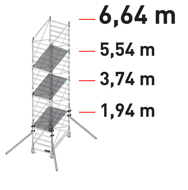 Trabattello in alluminio DOGE 80 a norma europea EN1004  H struttura mt. 6,64   FACAL
