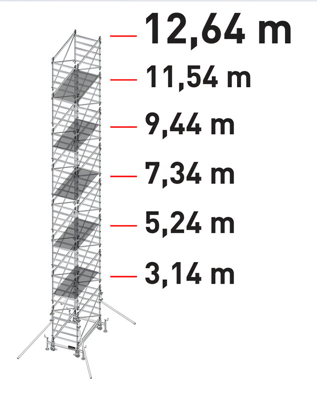 Trabattello in alluminio DOGE 80 a norma europea EN1004 H struttura mt. 12,64   FACAL