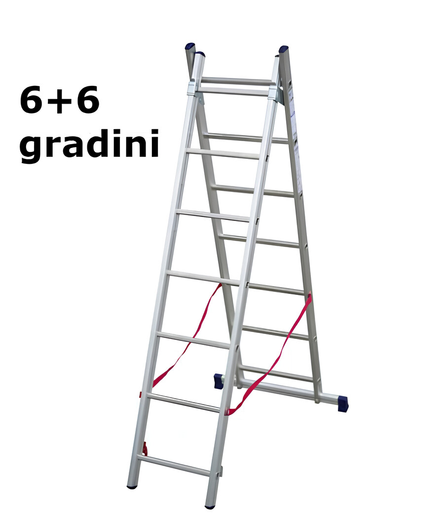 scala in alluminio STILO TRASFORMABILE  2 pezzi 6+6 gradini   FACAL