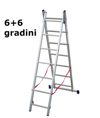 scala in alluminio STILO TRASFORMABILE  2 pezzi 6+6 gradini   FACAL
