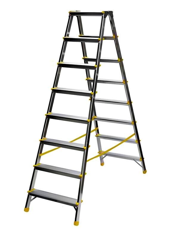 Scala in alluminio a doppia salita 7 gradini + pedana   ALVE