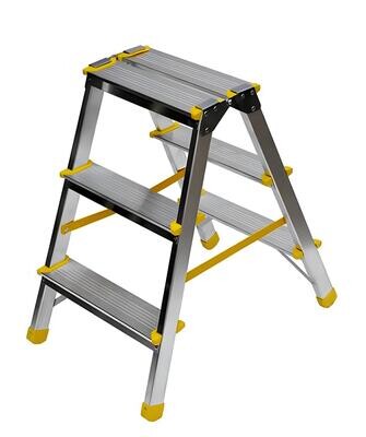 Scala in alluminio a doppia salita 2 gradini + pedana   ALVE