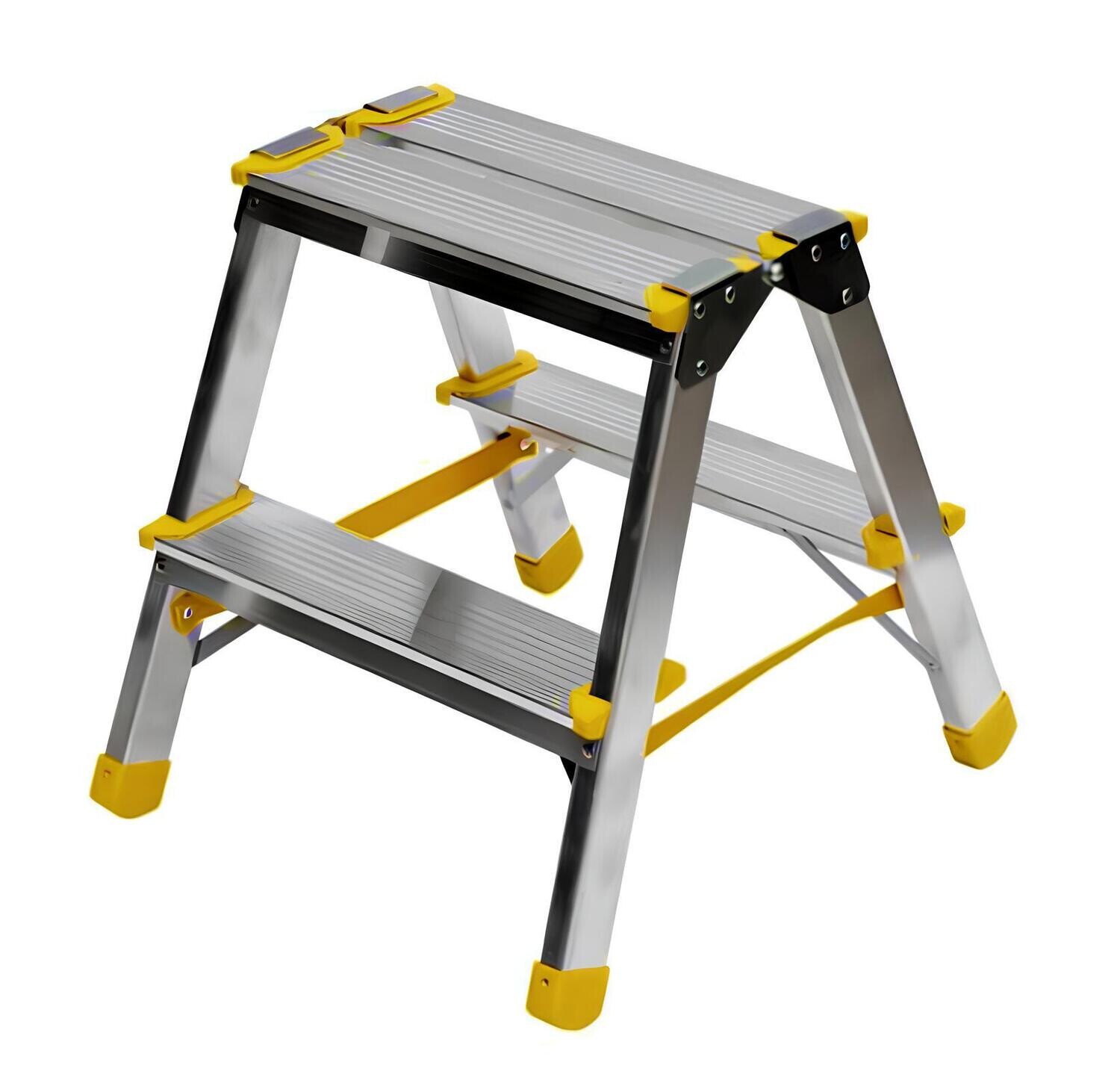 Scala in alluminio a doppia salita 1 gradino + pedana   ALVE