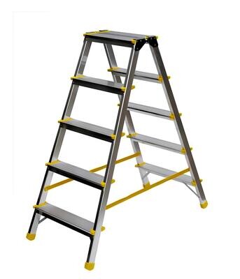 Scala in alluminio a doppia salita 4 gradini + pedana   ALVE