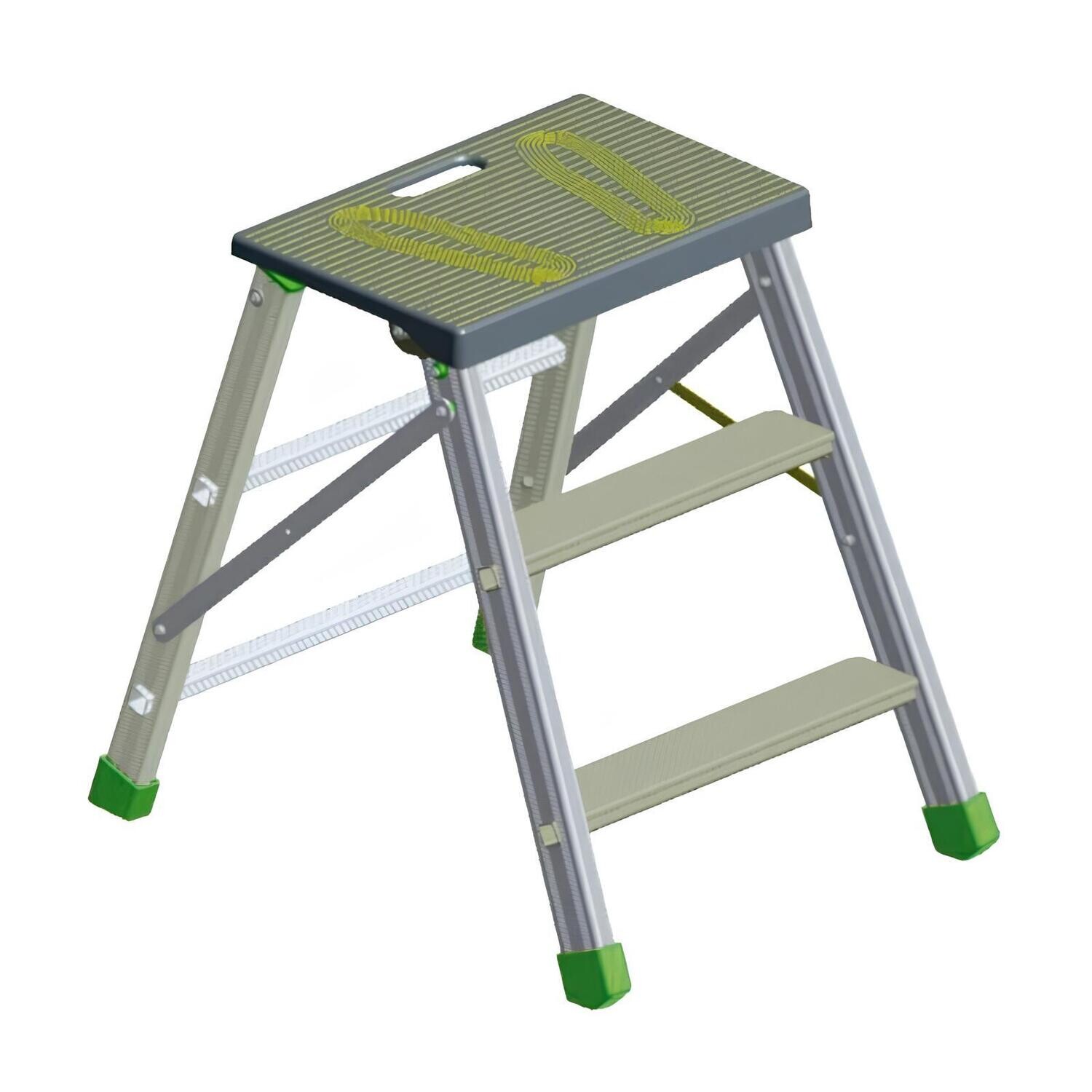Sgabello professionale in alluminio FERMO FACAL 2 gradini + pedana   FACAL