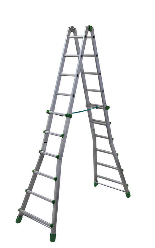 Scala telescopica FACAL EUROBRIKO16 BK/5A 6+6 gradini in alluminio in posizione a cavalletto