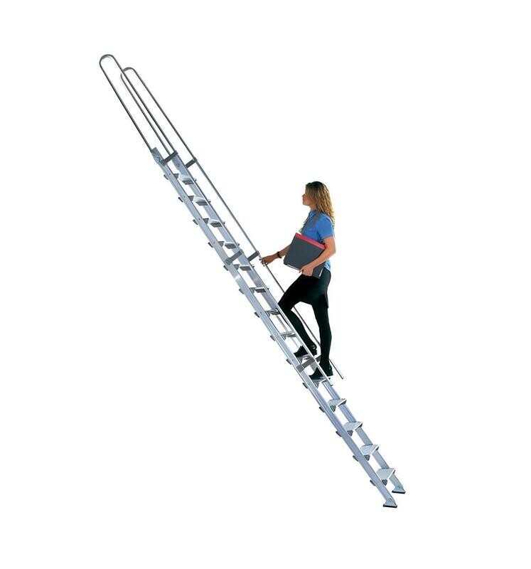 Scala in alluminio S15/2 7 gradini con mancorrenti e ganci   FACAL