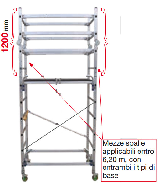 Trabattello in alluminio FACAL ALTO205  modulo base M1  + mezza campata  FACAL