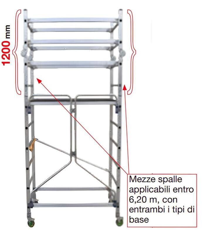 Trabattello in alluminio FACAL ALTO PIEGHEVOLE 205 + mezza campata modulo base M1/P   FACAL