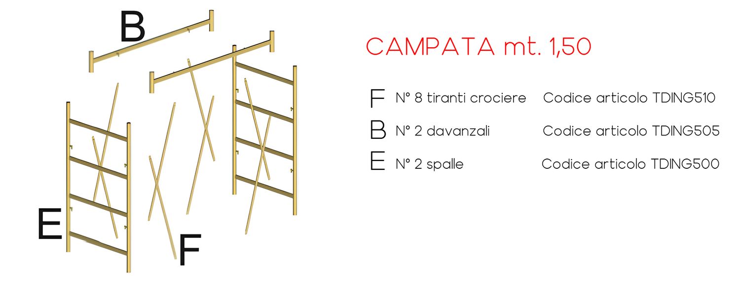 Alzata completa di tiranti trabattello DINGO SVELT