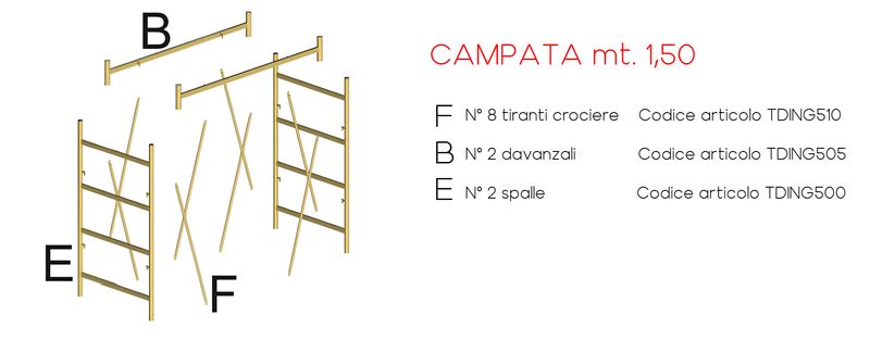 Alzata completa di tiranti trabattello DINGO SVELT