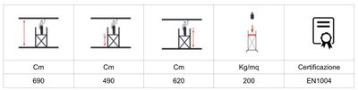 Trabattello ALTO composizione base + modulo 2 + modulo 3 h. struttura mt. 6,20   FACAL