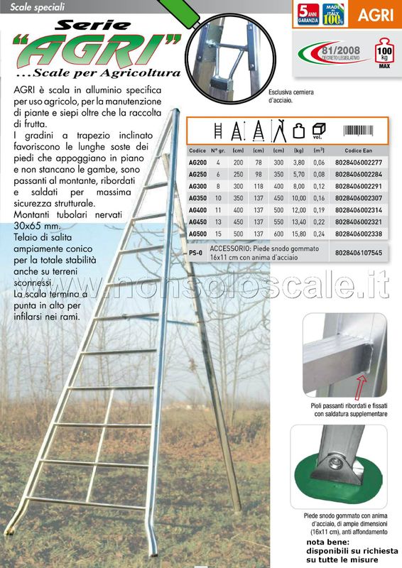 Scala agricola in alluminio  FACAL 5 mt