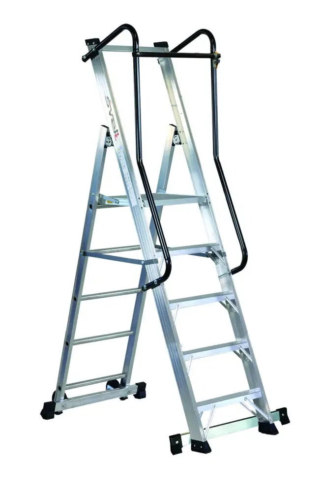 Scala in alluminio movibile 5 gradini compreso pedana MOBY SVELT